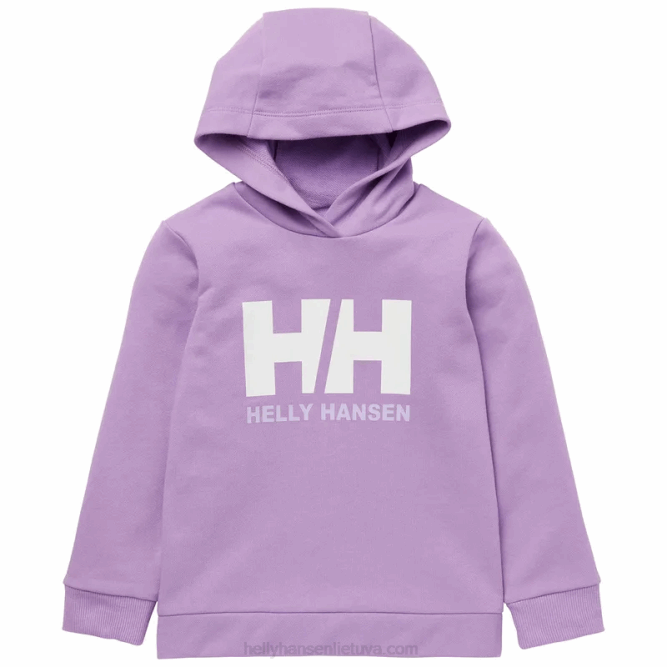 N6822367 felpa con cappuccio con logo hh per bambini Helly-Hansen eco di pesca/fiordo profondo