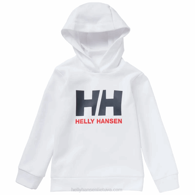 N6822370 felpa con cappuccio con logo hh per bambini Helly-Hansen verde tagliente