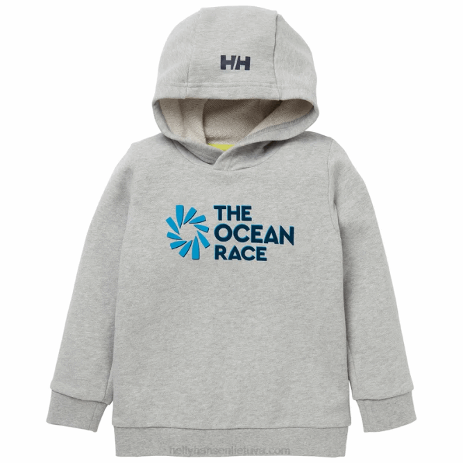 N6822376 felpa con cappuccio da regata oceanica per bambini e ragazzi Helly-Hansen melange grigio