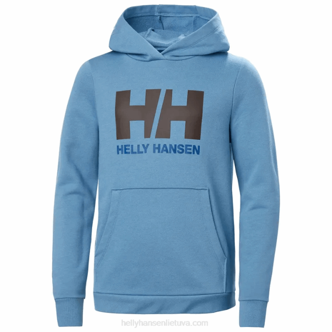 N6822500 felpa con cappuccio hh logo junior 2.0 Helly-Hansen verde intenso/azzurrite