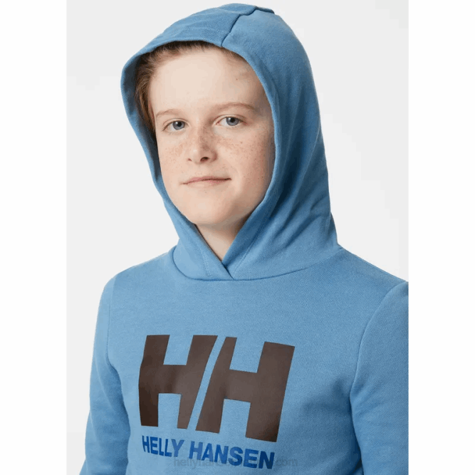N6822500 felpa con cappuccio hh logo junior 2.0 Helly-Hansen verde intenso/azzurrite