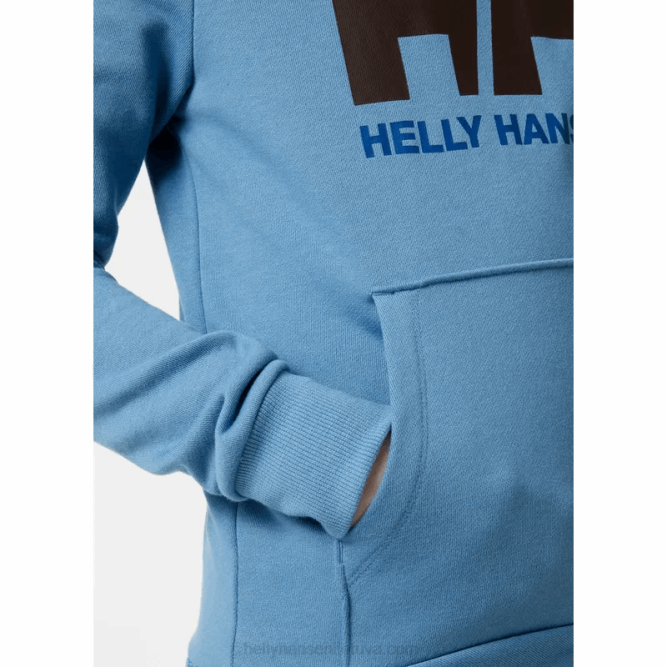 N6822500 felpa con cappuccio hh logo junior 2.0 Helly-Hansen verde intenso/azzurrite