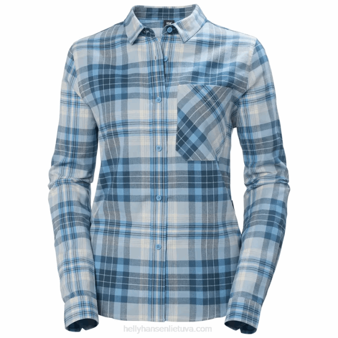 N6822026 camicia da donna a maniche lunghe in flanella organica lokka Helly-Hansen plaid alla menta