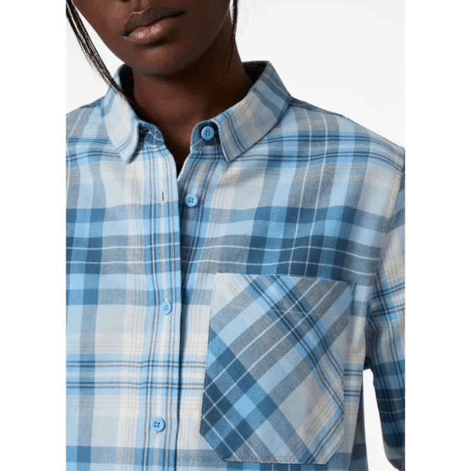 N6822026 camicia da donna a maniche lunghe in flanella organica lokka Helly-Hansen plaid alla menta