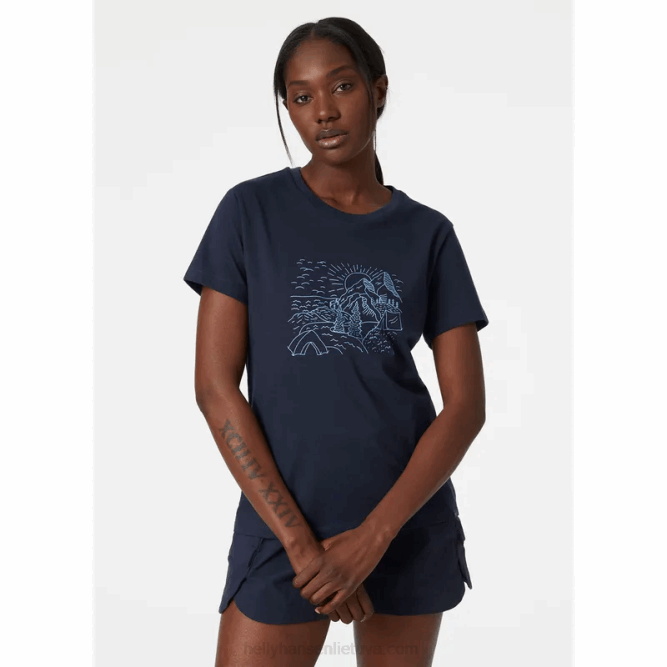 N6821941 t-shirt da donna in cotone biologico f2f Helly-Hansen melange grigio