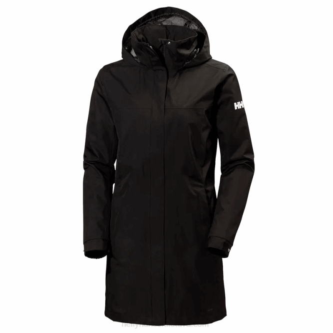 N6821544 giacca antipioggia lunga da donna aden Helly-Hansen nero