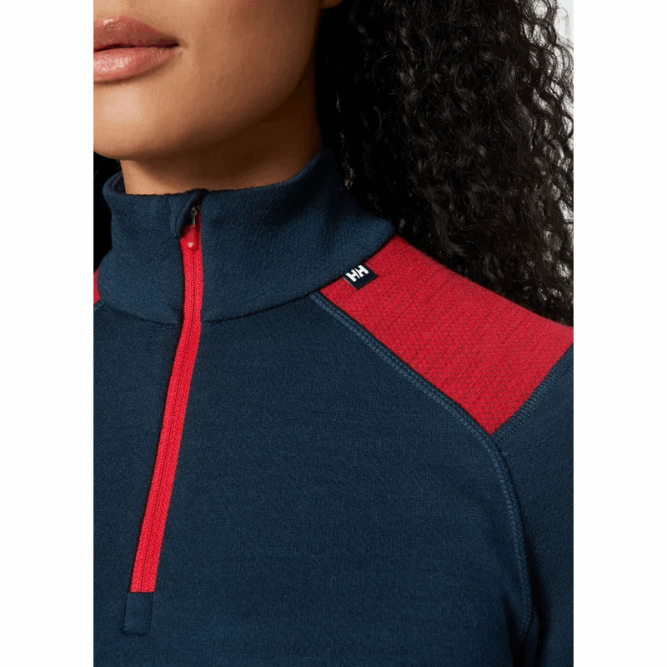 N6822056 Intimo donna Lifa Merino di peso medio con mezza zip Helly-Hansen nero