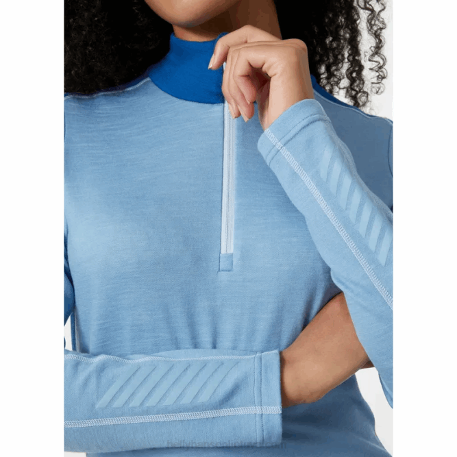 N6822066 intimo leggero da donna con mezza zip lifa merino Helly-Hansen marina deco f