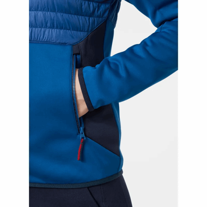 N6821683 giacca ibrida in pile rosso bianco e blu da donna Helly-Hansen nero