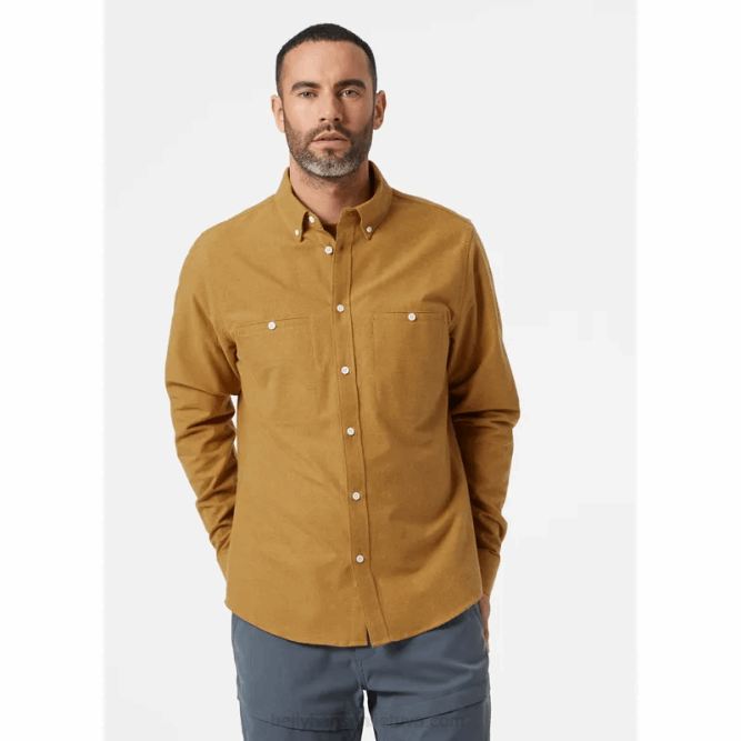N6821012 camicia da uomo in flanella di cotone biologico Helly-Hansen skog di cumino