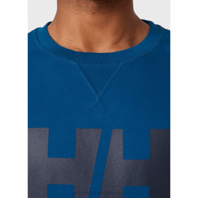 N682805 felpa girocollo da uomo con logo hh Helly-Hansen azzurrite