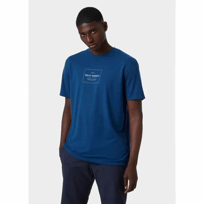 N682848 t-shirt da uomo con grafica riciclata skog Helly-Hansen azzurrite mel