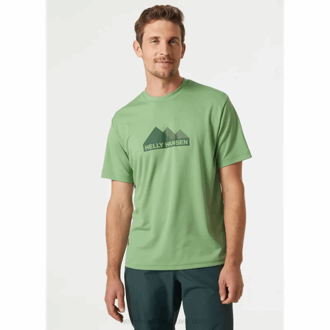 N682893 t-shirt con grafica hh tech da uomo Helly-Hansen oliva calda