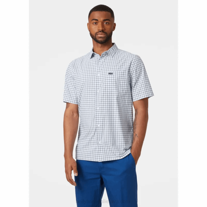 N682907 camicia da uomo a maniche corte ad asciugatura rapida fjord 2.0 Helly-Hansen azzurrite