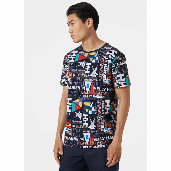 N682955 t-shirt da uomo in cotone biologico newport Helly-Hansen borgo oceanico