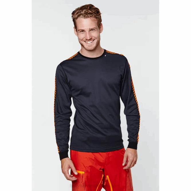 N6821046 maglia intima da uomo a manica lunga con righe hh lifa Helly-Hansen nero